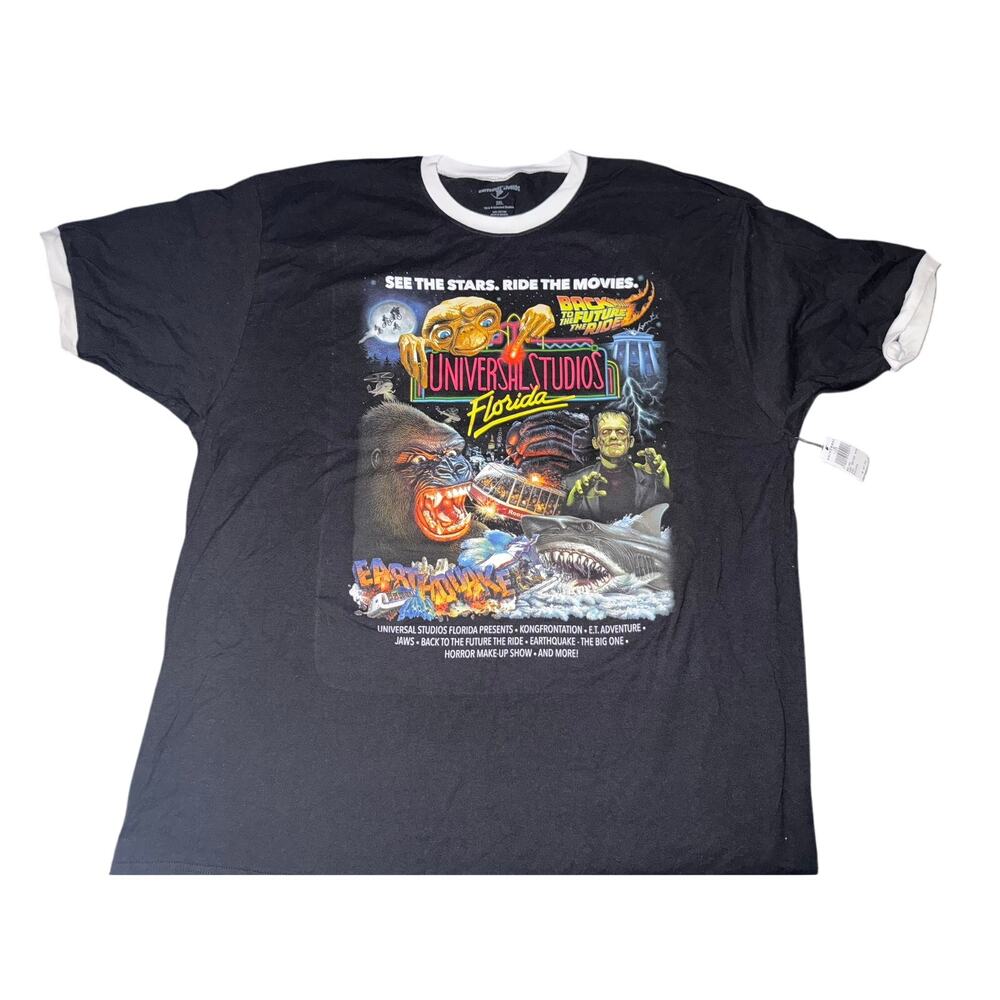NWT Universal Studios Florida Classic Attractions Ringer T-Shirt Size 2XL Retro